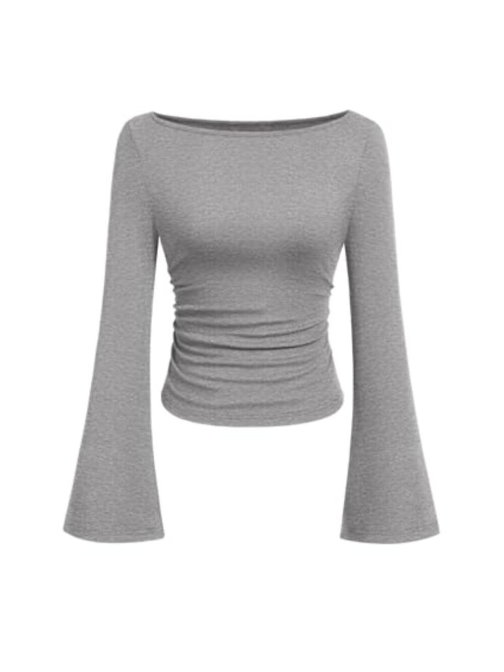 Bell Sleeve Ribbed Knit Long Sleeve Top